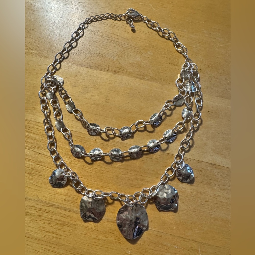 Chicos Silver Tone Multi Strand Necklace